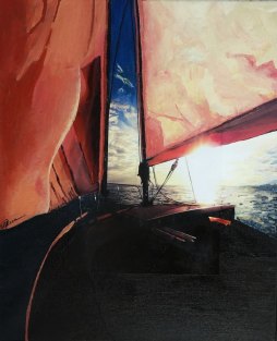 Longeant l'Horizon vers l'Océan .. 46x38 cm Technique Mixte acrylique